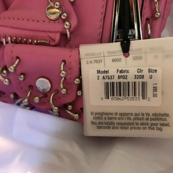 Moschino Couture Women's Leather Biker Bag - Fuchsia Pink w/ Piercings - Picture 4 of 16